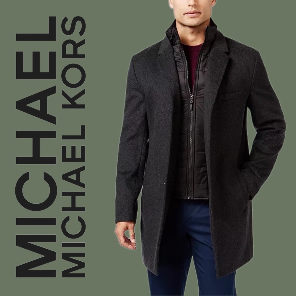 NWT Michael Kors Men's Water-Resistant Slim-Fit Overcoat with Zip-Out Liner